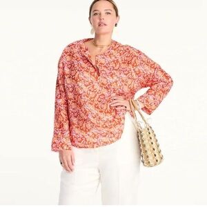 J Crew Long-sleeve ramie tunic top in painted block print size xl